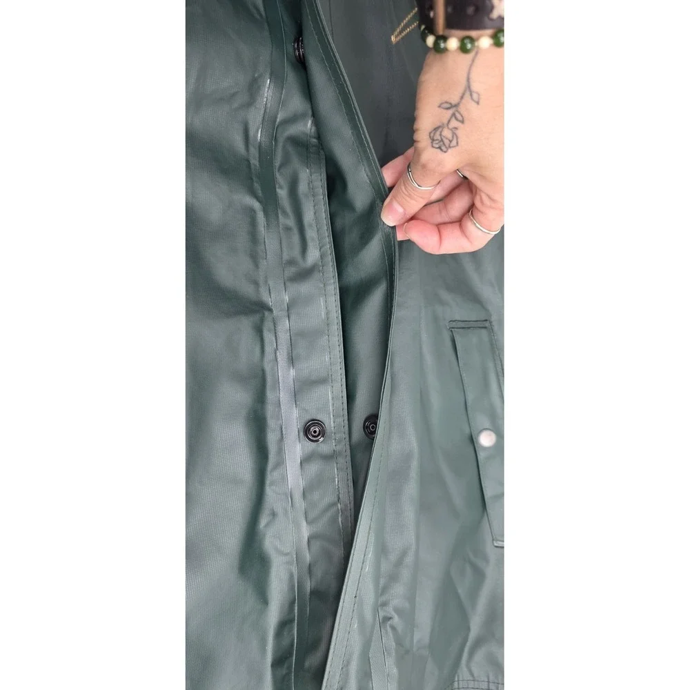 Carhartt Men Midweight Waterproof Rain Storm Coat Hooded XL Tall‎ Green Jacket
